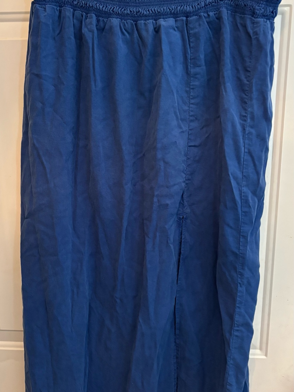 Blue Women's Elastic Waist Midi Skirt